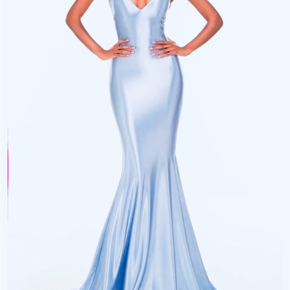 Alyce Paris Blue Silk Couture Gown